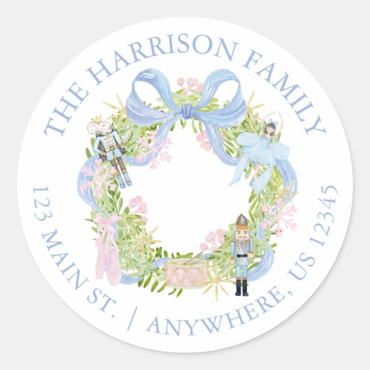 Wasserfarbe Nutcracker-Adresse Runder Aufkleber (Vorderseite)