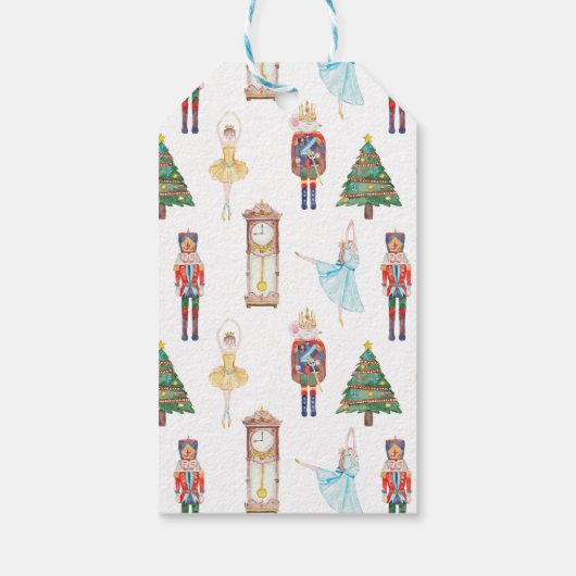 Wasserfarbe Nutcracker Ballerina Geschenkanhänger (Rückseite)