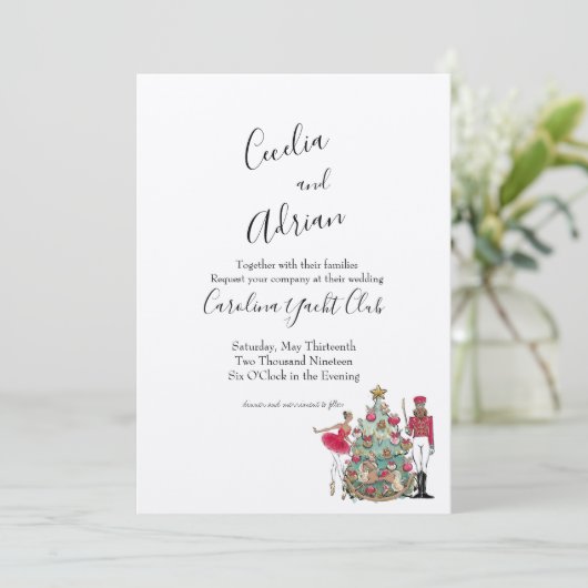 Wasserfarbe Nutcracker Ballett Tänzer Einladung (Stehend Vorderseite)