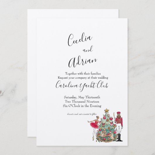 Wasserfarbe Nutcracker Ballett Tänzer Einladung (Vorne/Hinten)