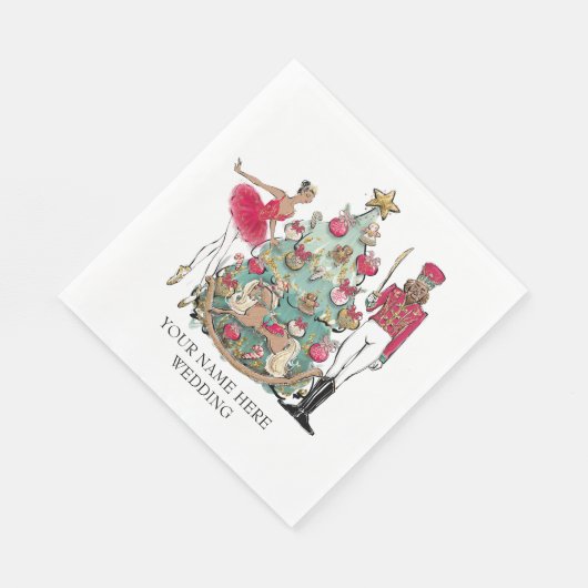 Wasserfarbe Nutcracker Ballett Tänzer Serviette (Ecke)