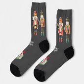 Wasserfarbe Nutcracker Niedlicher traditioneller O Socken (Linkes Detail)