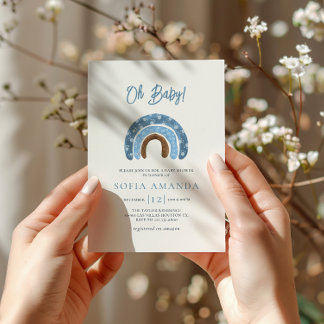 Wasserfarbe Oh Baby Blue Rainbow Baby Dusche Einladung