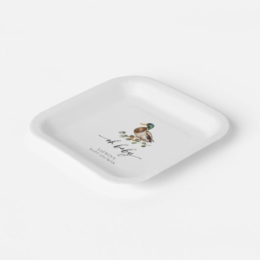 Wasserfarbe Oh Baby Mallard Duck Baby Duck Pappteller (Gewinkelt)