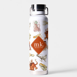 Wasserfarbe Oktopus Ozean-Tiere Muster Monogramm Trinkflasche