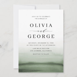 Wasserfarbe Ombre Grün Moderne Hochzeit Einladung