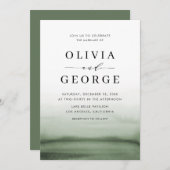 Wasserfarbe Ombre Grün Moderne Hochzeit Einladung (Vorne/Hinten)