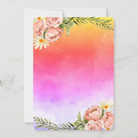 Wasserfarbe Ombre Paint Splash Taufe Einladung (Rückseite)