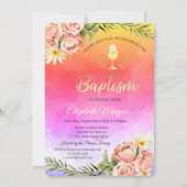 Wasserfarbe Ombre Paint Splash Taufe Einladung (Vorderseite)