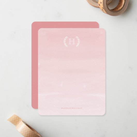 Wasserfarbe Ombre Pink Persönliche Stationierung Mitteilungskarte (Vorderseite/Rückseite Beispiel)