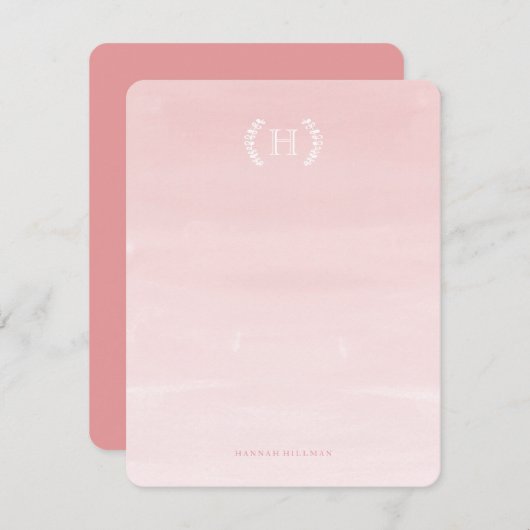 Wasserfarbe Ombre Pink Persönliche Stationierung Mitteilungskarte (Vorne/Hinten)