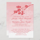 Wasserfarbe Ombre Rote Frühlingsblüten Hochzeit Einladung (Vorne/Hinten)