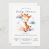 Wasserfarbe Online Giraffe Kinderdusche Einladung (Vorne/Hinten)