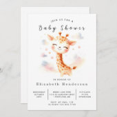 Wasserfarbe Online Giraffe Kinderdusche Einladung (Vorne/Hinten)