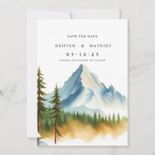 Wasserfarbe Online Mountain Save The Date