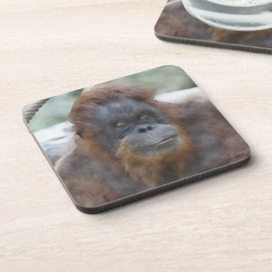 Wasserfarbe Orang Getränkeuntersetzer (Linke Seite)