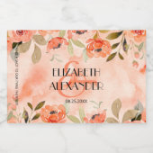 Wasserfarbe Orange Bloral Wedding Mini Alkoholflaschenetikett (Einzelnes Label)