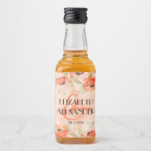 Wasserfarbe Orange Bloral Wedding Mini Alkoholflaschenetikett (Vorderseite)