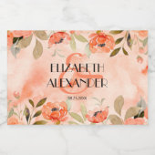 Wasserfarbe Orange Bloral Wedding Mini Schaumweinetikett (Einzelnes Label)