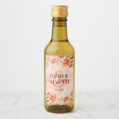 Wasserfarbe Orange Bloral Wedding Mini Weinetikett (Vorderseite)