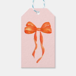 Wasserfarbe Orange Bow Geschenkanhänger