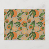 Wasserfarbe Orange Gray Frucht Muster Postkarte (Rückseite)