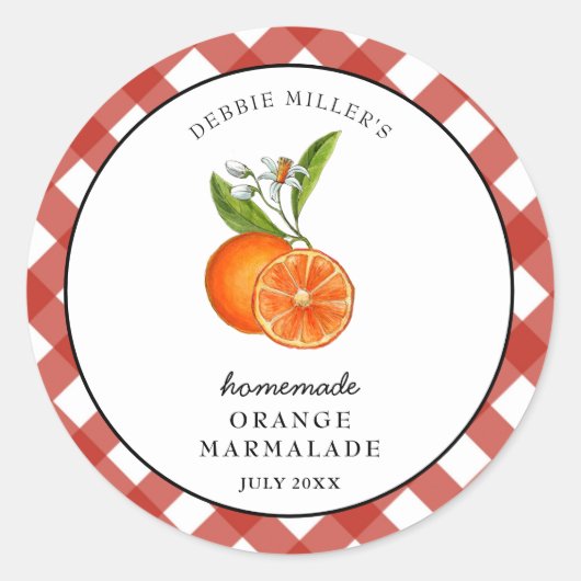 Wasserfarbe Orange Marmalade Jam Runder Aufkleber (Vorderseite)