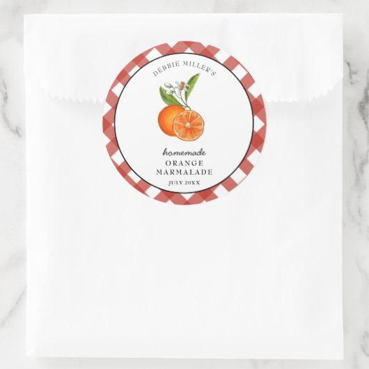 Wasserfarbe Orange Marmalade Jam Runder Aufkleber (Tasche)