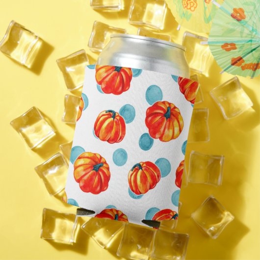 Wasserfarbe Orange Pumpkins Blue Polka Dots Dosenkühler (In Situ Sommer)