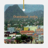 Wasserfarbe Oranjestad, Aruba Keramikornament (Rückseite)