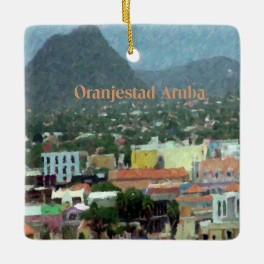 Wasserfarbe Oranjestad, Aruba Keramikornament (Vorderseite)