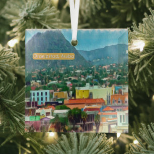 Wasserfarbe Oranjestad, Aruba Ornament Aus Glas