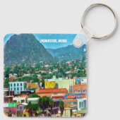 Wasserfarbe Oranjestad, Aruba Schlüsselanhänger (Rückseite)