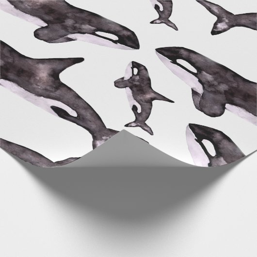 Wasserfarbe Orca Geschenkpapier (Ecke)