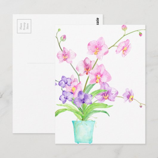 Wasserfarbe Orchid Postkarte (Vorne/Hinten)