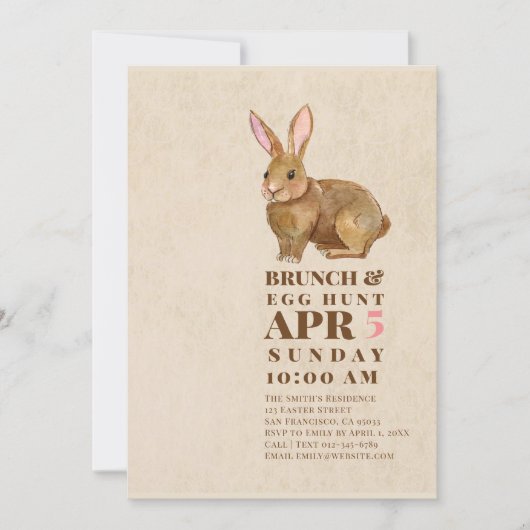 Wasserfarbe Osterbrunch und Ei-Jagd Einladung (Vorderseite)