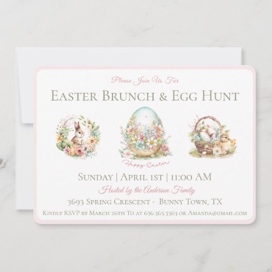 Wasserfarbe Ostern Brunch Ei Jagd Einladung (Vorderseite)