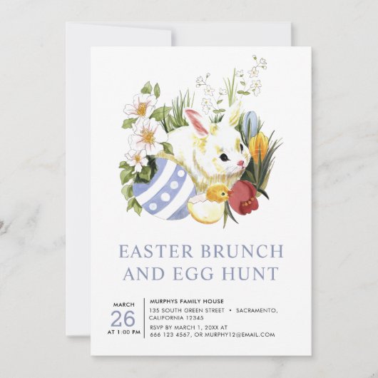 Wasserfarbe Ostern Brunch Ei Jagd Einladung (Vorderseite)