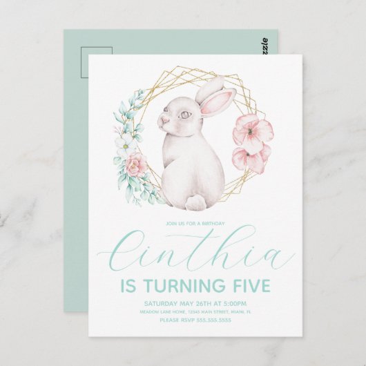 Wasserfarbe Ostern Bunny Girl Postkarte (Vorne/Hinten)