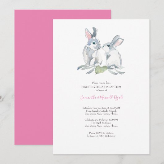 Wasserfarbe Ostern Sonnige Einladungen Girls Birth (Vorne/Hinten)