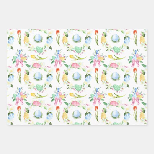 Wasserfarbe Ostern Sonniges Jahr Geschenkpapier Set (Vorderseite 2)