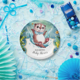 Wasserfarbe Otter Babydusche Pappteller