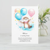 Wasserfarbe Otter Geburtstag Einladung (Stehend Vorderseite)