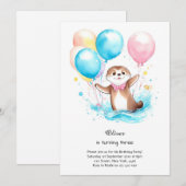 Wasserfarbe Otter Geburtstag Einladung (Vorne/Hinten)