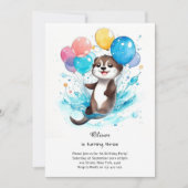Wasserfarbe Otter Geburtstag Einladung (Vorderseite)