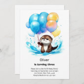 Wasserfarbe Otter Geburtstag Einladung (Vorne/Hinten)