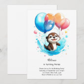 Wasserfarbe Otter Geburtstag Einladung (Vorne/Hinten)