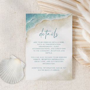 Wasserfarbe Ozean Strand Sommer Hochzeit Details Begleitkarte