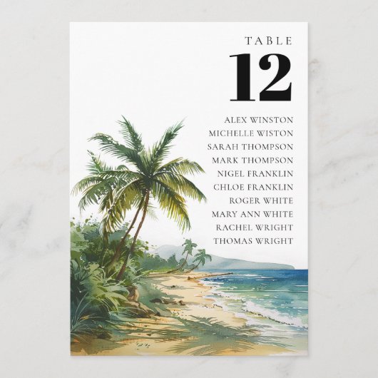 Wasserfarbe Palm Beach Tischnummer Sitzordnung (Vorderseite)