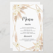 Wasserfarbe Pampas Grass Weiße Blume Hochzeitmenü (Vorne/Hinten)